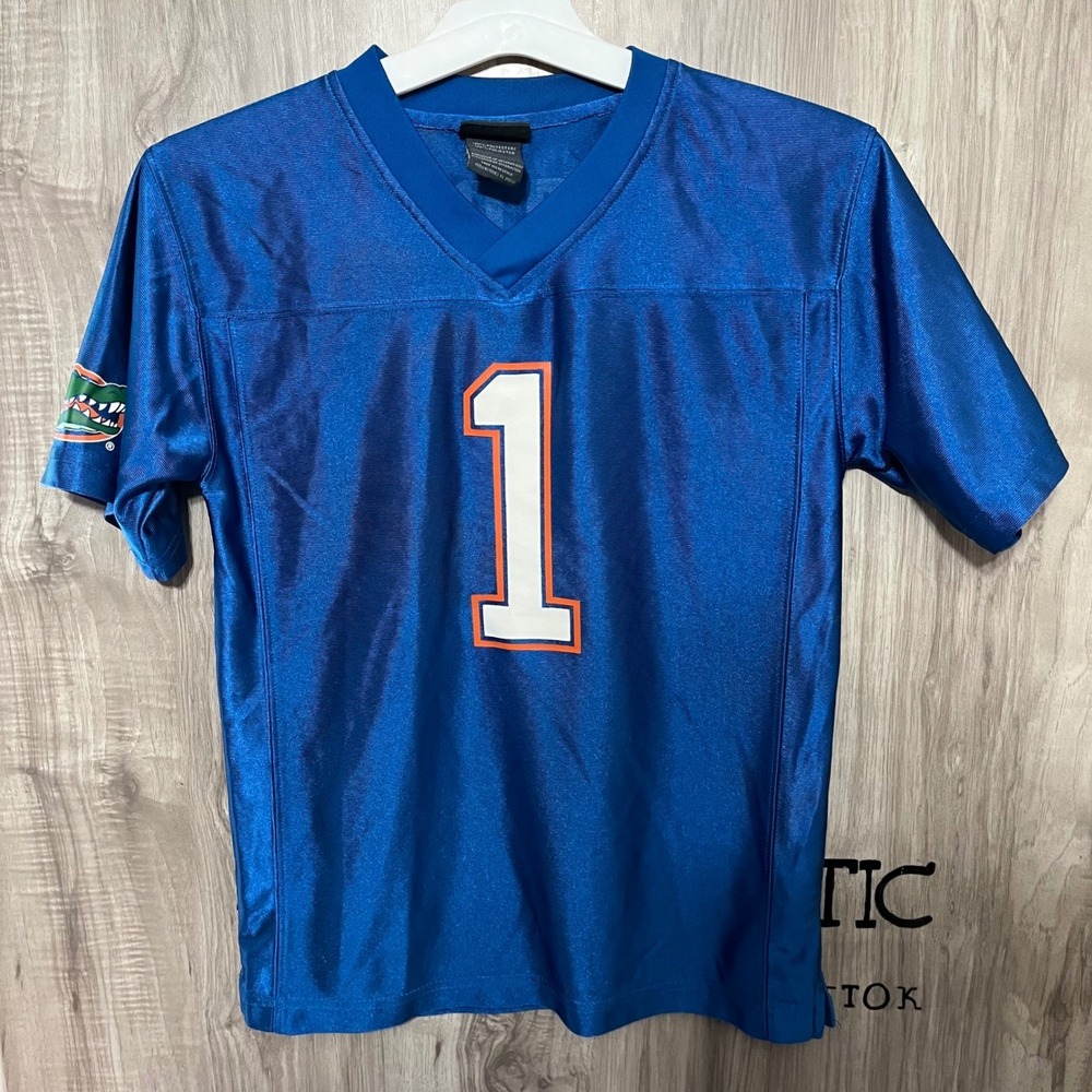 Florida Gators Football Jersey Youth M 10-12 Pro Edge Size Blue #1 UF The Swamp